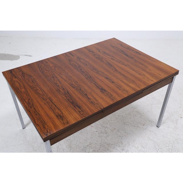 Vintage Extendable Rosewood Dining Table in Chrome and Wood, 1960s For Sale - Image 6 of 14