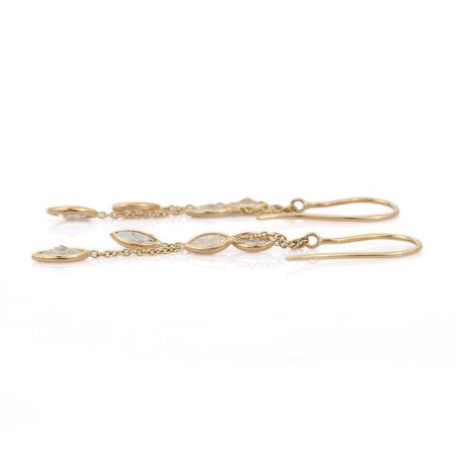 Marquise Cut Diamond Layered Yellow Gold Dangle Earrings - 2 Pieces For Sale In New York - Image 6 of 9