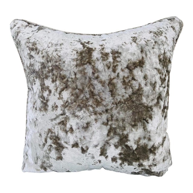 Textured Silver Grey Velvet Pillow Cover For Sale