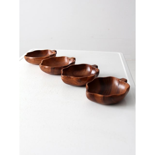 Wood Mid Century Monkey Pod Wood Bowl Set of 4 For Sale - Image 7 of 10