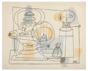Maurice André, Abstract Composition, Original Drawing, Mid-20th-Century
