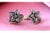 Metal Gold and Silver Flower Shaped Earrings with Diamond Chips, Set of 2 For Sale - Image 7 of 8