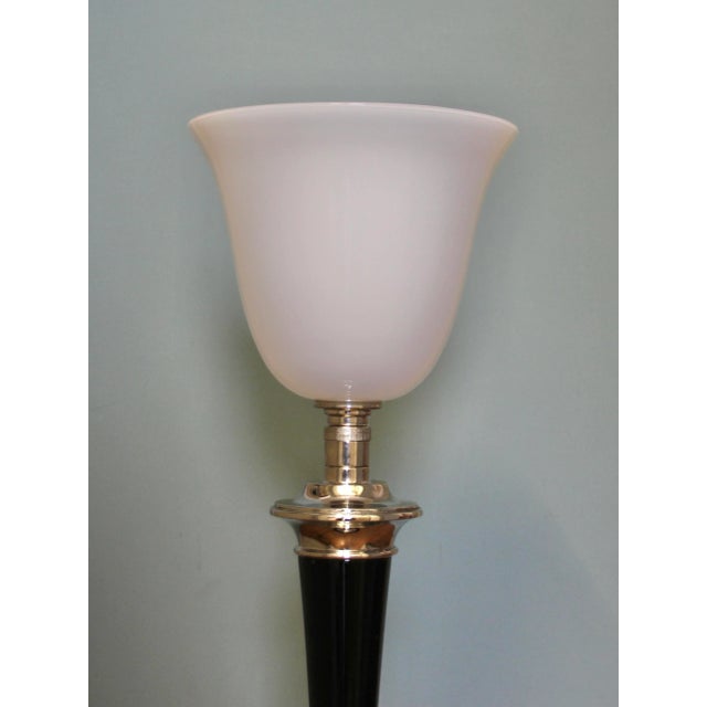 1920s French Art Deco Table Lamp in Black Wood and Silver Metal from Mazda, 1920s For Sale - Image 5 of 16
