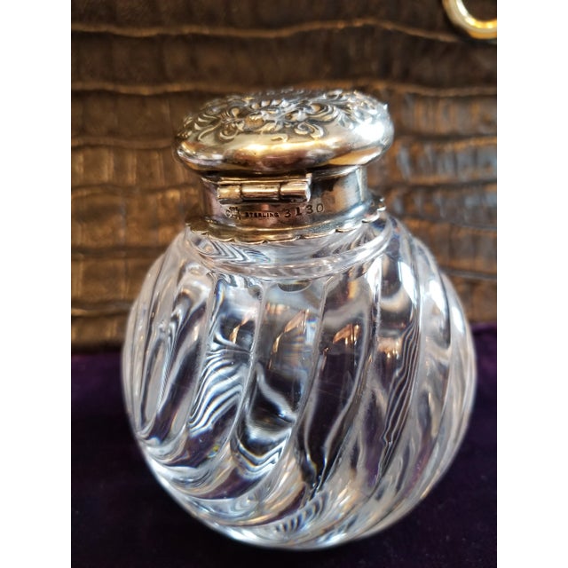 Art Deco 1900s Baccarat Crystal and Silver Inkwell For Sale - Image 3 of 10