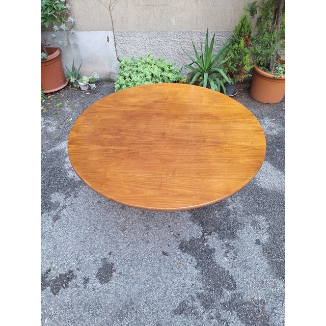 1960s Vintage Model 302 Table with Bronze Leg and Wooden Top by Angelo Mangiarotti for Bernini, 1960s For Sale - Image 5 of 17