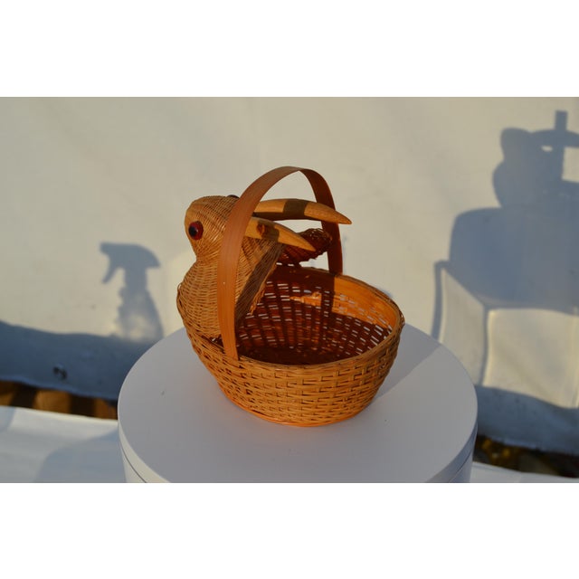 Mid-Century Modern Petite Rabbit Shaped Wicker Basket For Sale - Image 3 of 11