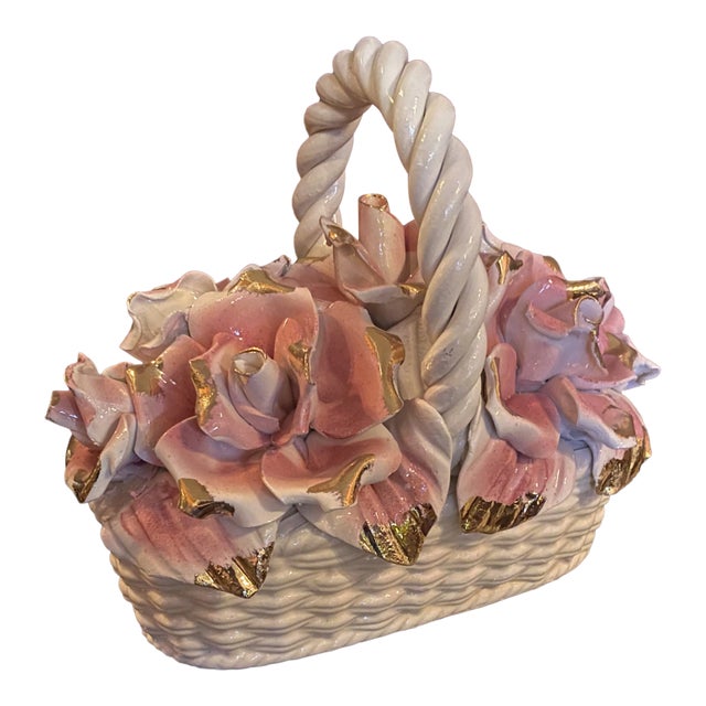 Italy Pink Roses Basket For Sale