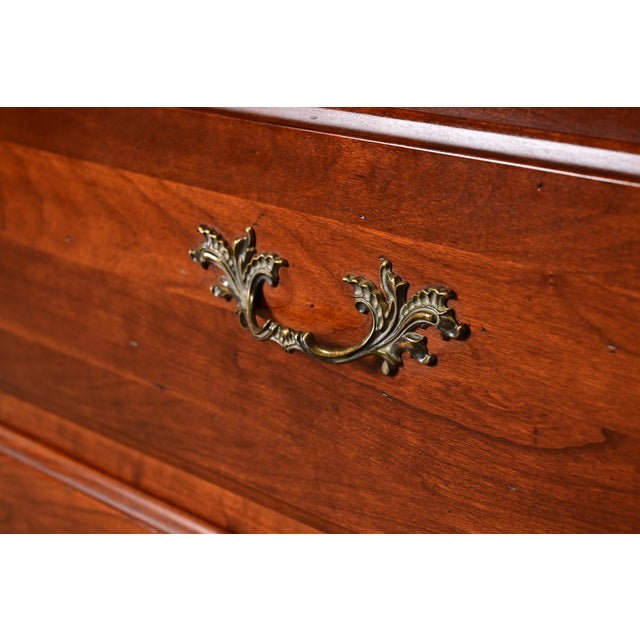 Wood Thomasville French Provincial Louis XV Carved Cherry Wood Chest of Drawers For Sale - Image 7 of 16