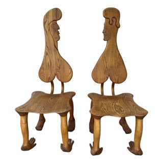 Pair of 1980 Andrew Willner Figure Chairs/Signed and Dated For Sale