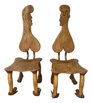 Pair of 1980 Andrew Willner Figure Chairs/Signed and Dated