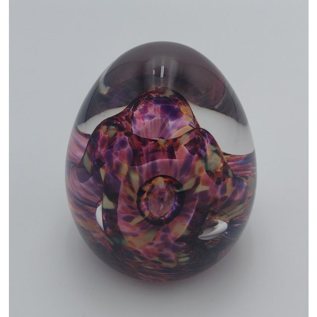 Elevate your collection with this captivating vintage handblown glass paperweight, signed and dated by the artist in 2007....