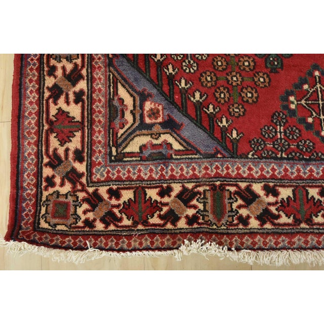 Maymeh Runner 4’3” X 12’6” Red Wool Vintage Tribal Hand-Knotted Oriental Rug For Sale - Image 12 of 15
