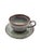 Vietnamese Dual-Glaze Stoneware Ceramic Coffee Cups and Saucers With Spiral Motif - Set of 4 For Sale - Image 4 of 8
