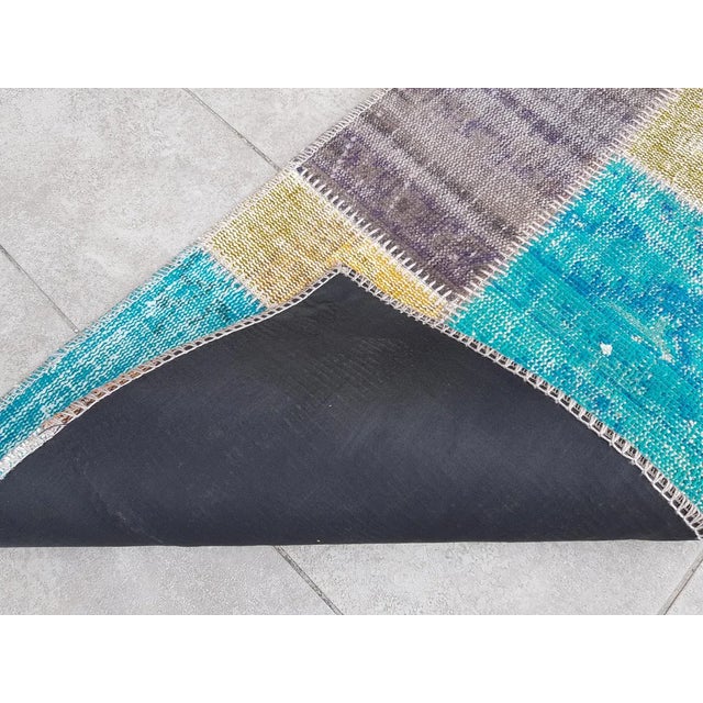 Blue Vintage Turkish Colourful Runner For Sale - Image 8 of 10