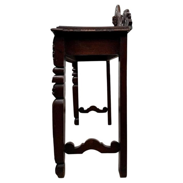 Antique 19th Century English Victorian Carved Oak Side Table For Sale - Image 9 of 10