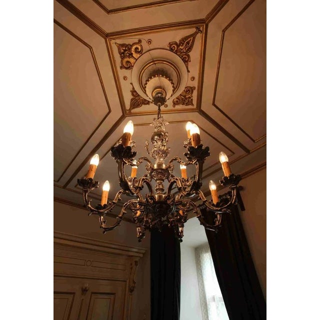 Figural 2-Tiered 12-Armed Chandelier For Sale - Image 6 of 7