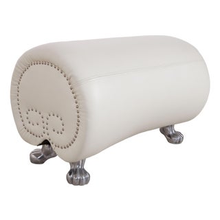 Leather Gaudi Stool in Cream Beige from Bretz For Sale