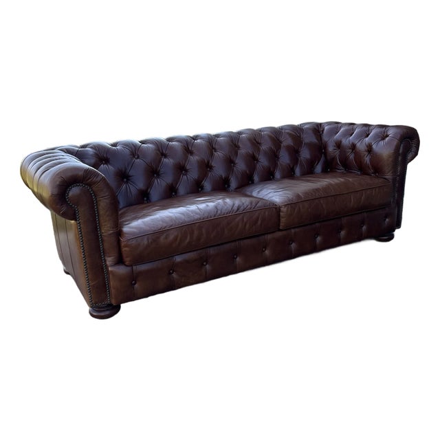 Brown Leather Chesterfield Sofa For Sale