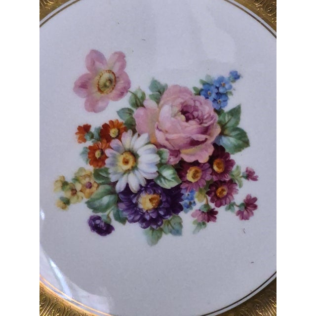 Vintage (Art B China) Elegant Heavily Gilded Floral Center Dishes #2 - Set of 6 For Sale - Image 6 of 10