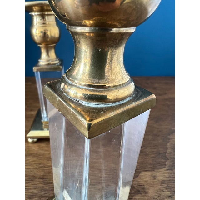 1960’s Brass & Lucite Candlestick Holders Set of 3 For Sale - Image 14 of 18