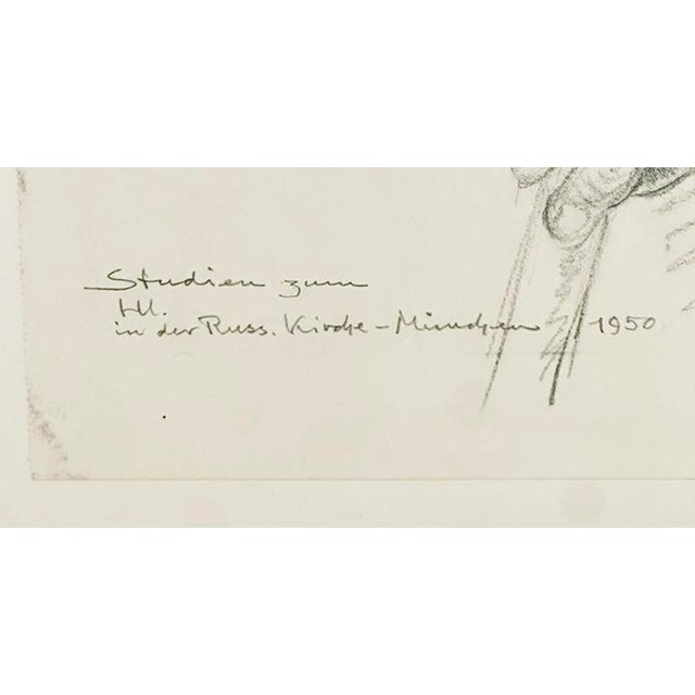 Realism Mid Century German Pencil Drawing of Hands on Paper, Signed For Sale - Image 3 of 3