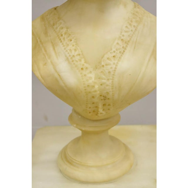 Late 19th Century Late 19th Century Antique Victorian Carved Italian Alabaster Woman Bust Statue Att Adolfo Cipriani For Sale - Image 5 of 12