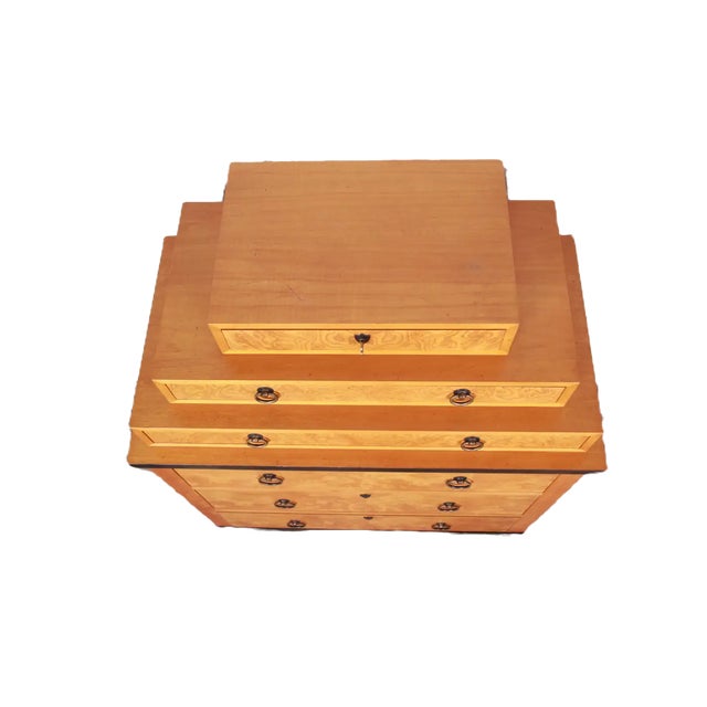 Wood 1980s Biedermeier Style Burl Wood Highboy Chest of Drawers By Baker Furniture For Sale - Image 7 of 8