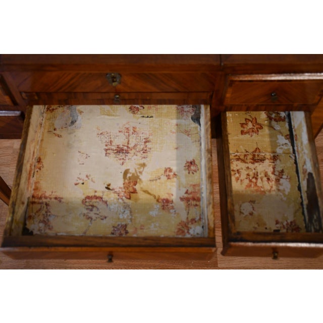 1890 Antique French Louis XVI Satinwood & Walnut Inlaid Makeup Vanity Ladies Desk For Sale - Image 13 of 17