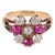 Victorian Early 20th Century Victorian Ruby Diamond 14k Rose Gold Horseshoe Ring, Size 4.75 For Sale - Image 3 of 6