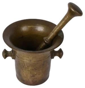 19th Century Grand Tour Antique Handmade Bronze Mortar with Pestle