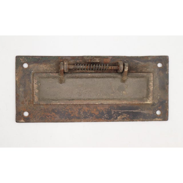 Traditional Vintage Cast Iron & Brass Spring Loaded Mail Slot For Sale - Image 3 of 3