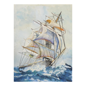 Late 20th Century Sailing Ship Watercolor Painting