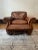 Late 20th Century Vintage Traditional Chocolate Brown Leather Club Chair Recliner With Brass Nailhead Trim For Sale - Image 5 of 16