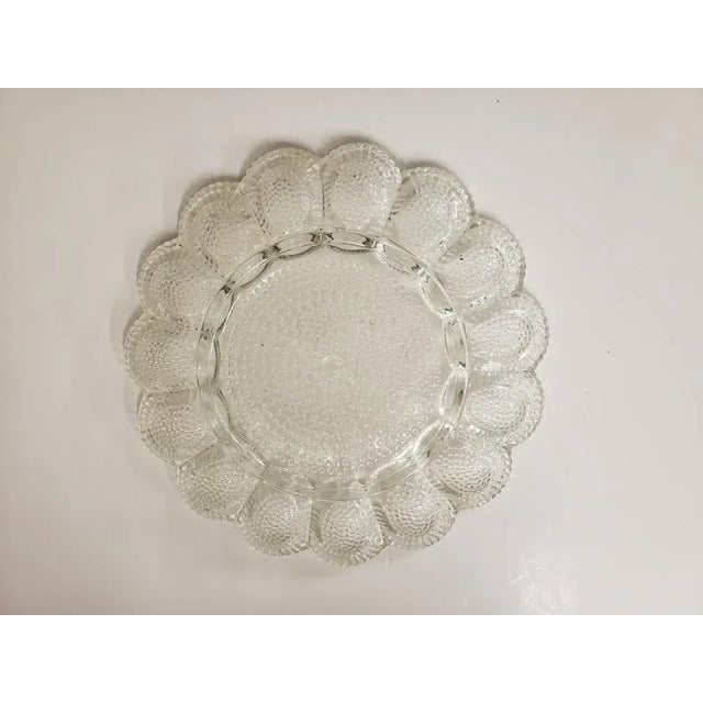 American Vintage Clear Indiana Glass Hobnail Deviled Egg Tray Plate Platter For Sale - Image 3 of 3