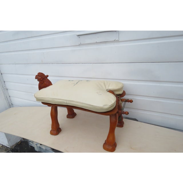 Mid Century Hand Carved Camel Saddle Ottoman Bench Foot Stool Chairish