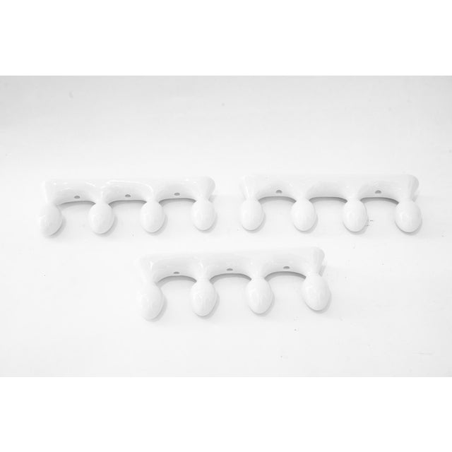 White Porcelain Kitchen Wall Mount Hooks, Vienna, Austria, 1920s, Set of 3 For Sale - Image 8 of 8