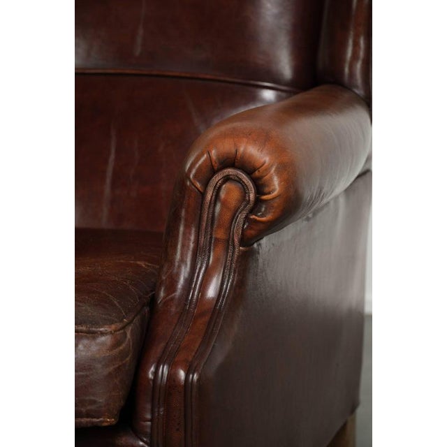 Sheepskin Wing Armchair with Warm Chestnut Color For Sale - Image 10 of 12