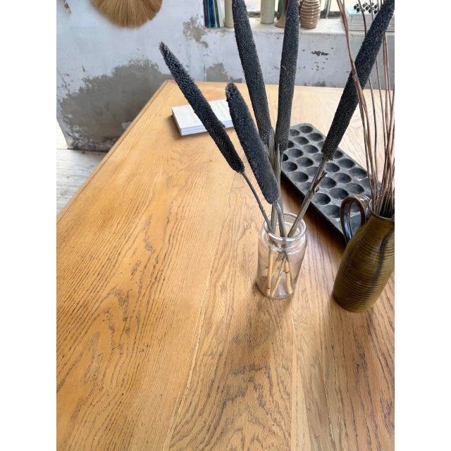 Large Oak Square Conference Farm Table, 1950s For Sale - Image 13 of 18