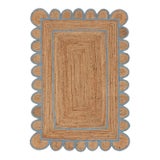 Light Blue Scallop Jute Hand Made Rug - 2'x3' For Sale