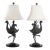 Mid 20th Century Charming Pair of Bronze Ostrich Lamps With Cherubs For Sale