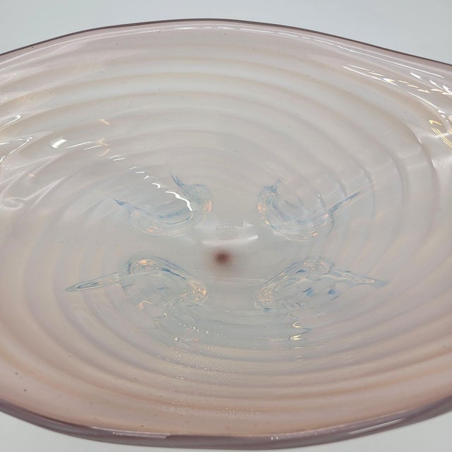 Glass Large Cenedese Murano Glass Footed Console Bowl Pink Sommerso Swirl For Sale - Image 7 of 15