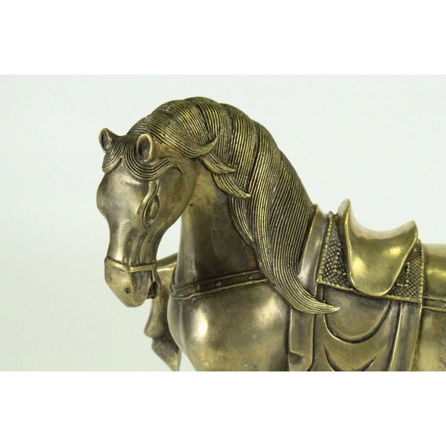 1800's Chinese Horse Figurine Cast Brass Archaic Style For Sale In Houston - Image 6 of 10