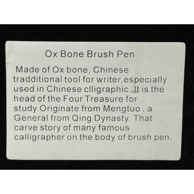 Chinese Ox Bone Calligraphy Brush Pen Shadowbox Wall Art For Sale - Image 10 of 12