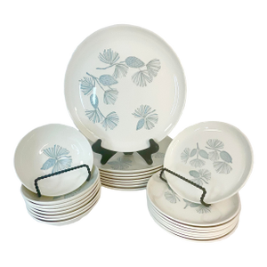 1950s Vintage Arts & Crafts Rustic Branches & Pinecone Dinnerware, Service for 8 - 24 Pieces