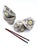 Hand-Painted Bat Trang Vietnamese Ceramic Bowls With Yellow Floral Motifs and Chopstick Rests - Set of 6 For Sale - Image 9 of 12