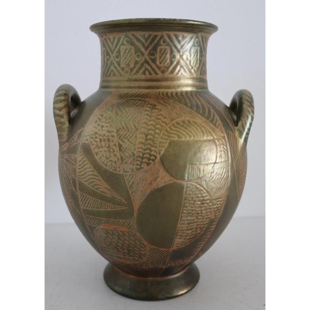 Italian Hand Painted Glazed Ceramic Vase by Riccardo Gatti, 1950s For Sale - Image 16 of 18