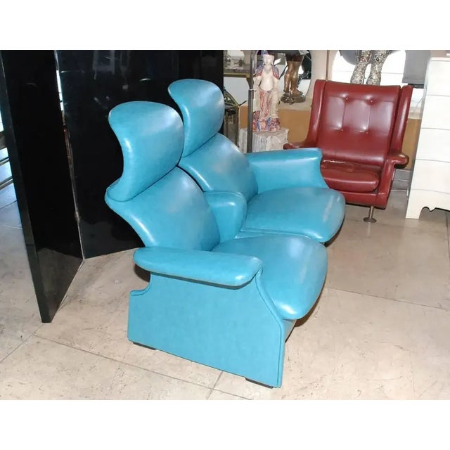 Blue Achille & Pier Giacomo Castiglioni Settee For Sale - Image 8 of 9