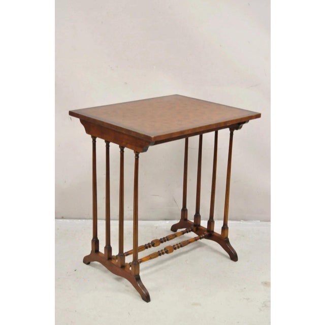Regency Style Mahogany Brown Tooled Leather Accent Side Table by Highland House For Sale - Image 12 of 12