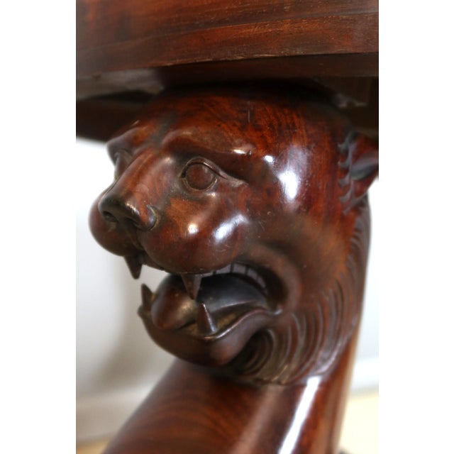 Empire Mahogany Pedestal Table with Lion Heads For Sale - Image 10 of 15