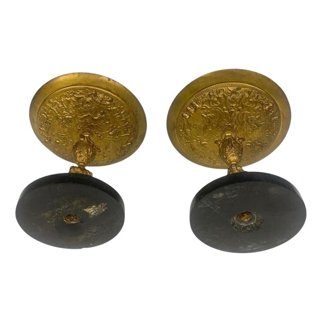 French Ormolu Classical Tazzas on Marble Bases, 1880, Set of 2 For Sale